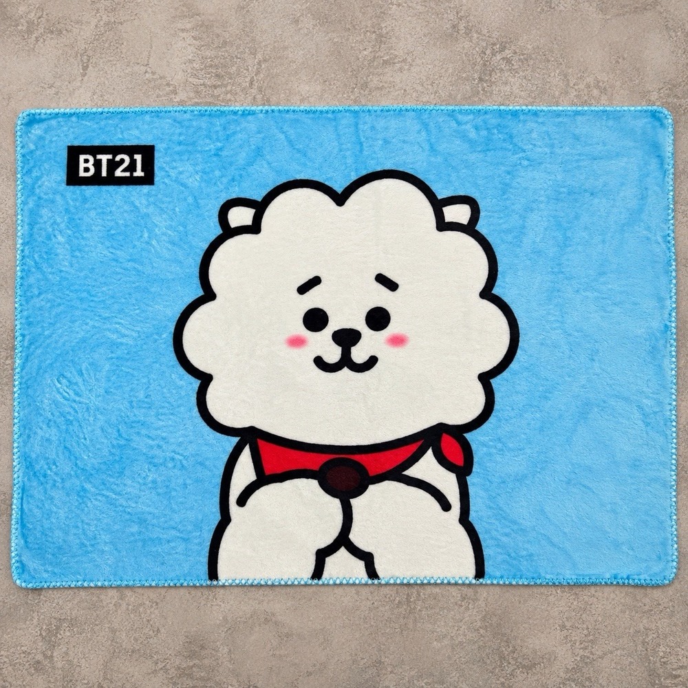 BT21 Official RJ Mini Fleece Blanket BTS Jin Blue 37 x 27